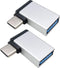 Right Angle USB C to USB 3.0 Adapter, 90 Degree Type C Male to USB A 3.0 Female Converter, 2 Pack-Silver M/F