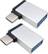 Right Angle USB C to USB 3.0 Adapter, 90 Degree Type C Male to USB A 3.0 Female Converter, 2 Pack-Silver M/F