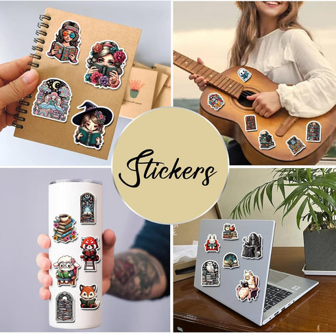 Pack of 50 PCS Waterproof Vinyl Reading Book Stickers, Aesthetic Items for Adults, Teens, Lovers, Readers, Labels Decor