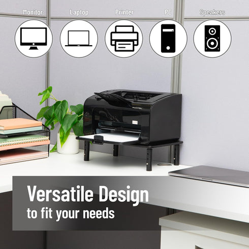 14.5"L 9.25"W 4-5.5"H, Set 2, Mind Reader Monitor Stand, Height Adjustable, Ventilated Laptop Riser, Metal, x x