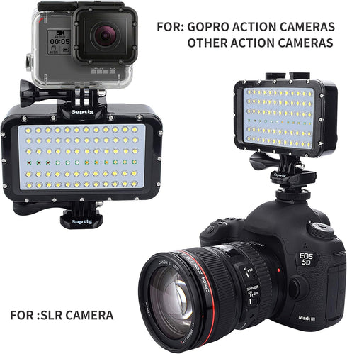 Suptig Video Lighting Dive Light, 72 LED Underwater Lights for GoPro, Canon, Nikon, Waterproof 147ft