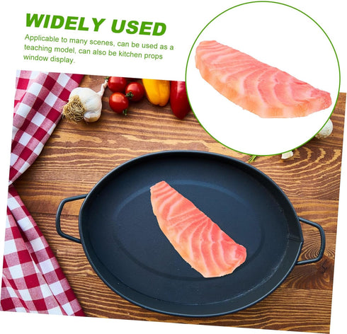 KOMBIUDA Simulated Salmon Slice Fake Food Model Lifelike Salmon Prop for Kitchen Decoration Restaurant Display