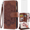 Asuwish Wallet Case for Google Pixel 6 with Tempered Glass Screen Protector, Flower Leather Flip, Card Holder, Brown