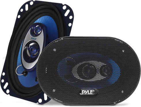 Pyle 4'' x 6'' Three Way Sound Speaker System, Pro Mid Range Triaxial Loud Audio 240 Watt per Pair