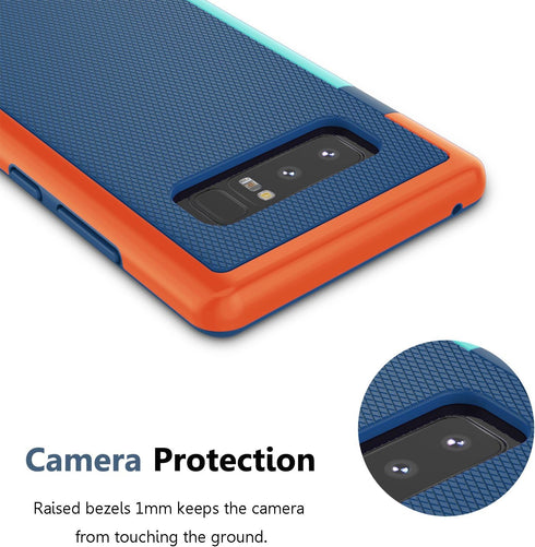 Jeylly Galaxy Note 8 Case - Slim Hybrid Impact Rugged Soft TPU & Hard PC Bumper Shockproof Protective Cover Shell - Blue
