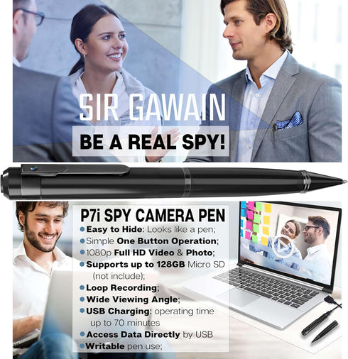 SIRGAWAIN Mini Body Camera Pen 1080p - Upgraded 2024 Small Body Cam with HD Video or Picture Taking