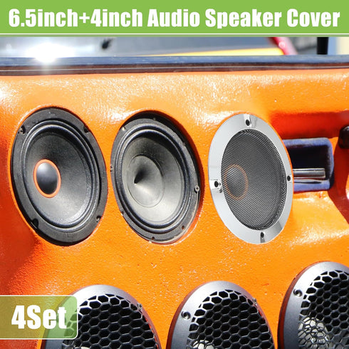 ACROPIX Universal 4" 6.5" Speaker Grills Cover Mesh Round 4 inch 6.5 inch Audio Speaker Subwoofer Guard Protector Case with Mounting Screws Iron Plated Silver Tone - Pack of 4 by ACROPIX