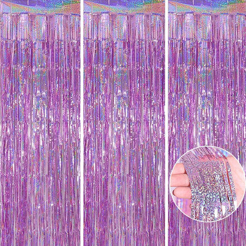 3 Pack Fringe Curtains, Tinsel Backdrop Party Decorations for Weddings, Birthdays, Christmas Events