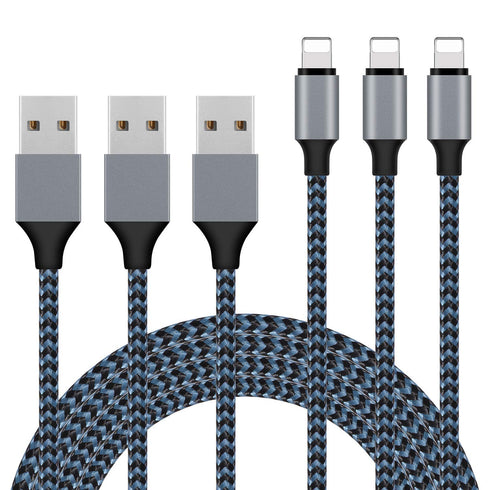 Sundix 3Pack 9ft Nylon Braided iPhone Charger Cable, Compatible with iPhone 14/13/12/11/XS/XR/8/7 and More.