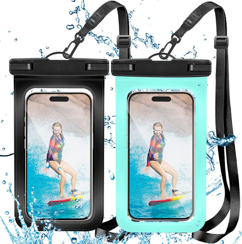 2 Pack Waterproof Phone Pouch with Adjustable Lanyard for iPhone 15 14 13 12 Pro Max, Samsung Galaxy S24/S23, IPX8 Case