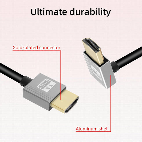 90 4K Cable,18Gbps hdtv2.0 4K@60Hz,Compatible Cameras,Camcorders,Monitors(3FT/0.9M) RIIEYOCA Degree Short HDTV to HDTV