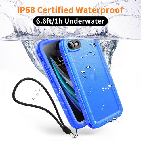 Cozycase Waterproof Case for iPhone SE3/SE2/7/8 - Shockproof Full Body Protection with Built-in Screen Protector (Blue)