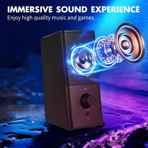H21 Classic Computer Speakers for Desktop PC, USB-Powered Gaming Speaker with 3.5mm Aux for Laptop/Tablets/Phone (Black)
