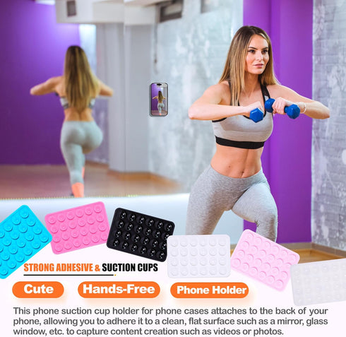 Suction Phone Case Mount, 2Pcs Silicone Grip Compatible with iPhone and Android Cases, Anti-Slip