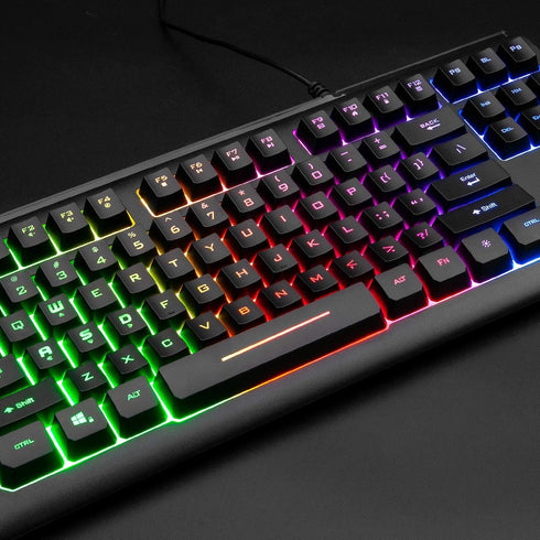 Rii Gaming Keyboard, 87-Keys RGB Backlit Compact Keyboard, Silent USB Wired for Laptop PC Windows Mac