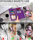 CASEOWL iPhone 13 Pro Max Wallet Case, Magnetic Detachable Leather Flip with 9 Card Holder, Strap, Marble Purple