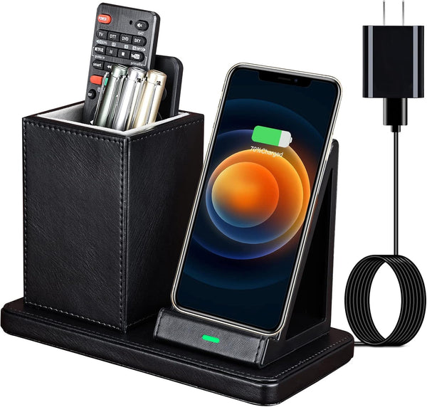 Wireless Charger with Desk Organizer, Charging Station for iPhone 14/14 Pro/13/12/11/Samsung Galaxy S23/S22/S21