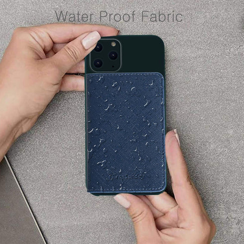 CheapSunday ID Card Holder for Back of Phone, Leather Stick-On Wallet with Stand, Waterproof Adhesive Wallet (Navy)