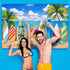 Blulu Tropical Beach Party Decorations Banner, 72.8 x 43.3 Inch Surfboard Backdrop for Luau Photography Birthday Tiki