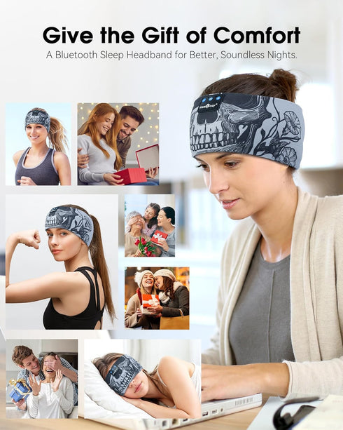 Sleep Headphones Bluetooth Headband, Wireless Music Sport Headbands, Built-in Thin Speakers for Sleeping Yoga
