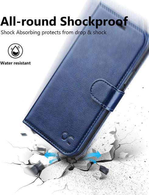 OCASE iPhone 11 Wallet Case, PU Leather Flip with Card Holder, Kickstand, Magnetic Closure, TPU Shockproof (Blue)