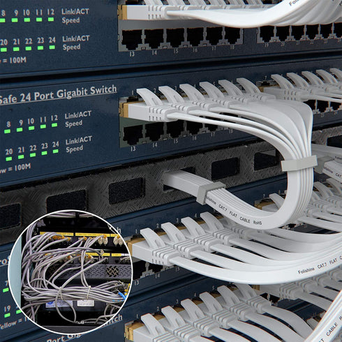 Cat 7 Ethernet Cable 30 ft, High Speed Internet Network Cable with Gold Plated RJ45 Connector, Shielded Flat Patch Cord
