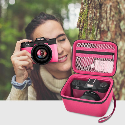 Vlogging Camera Case for Duluvulu, TEBNGIHNM, Zheozeig, Oiadek 4K Digital Cameras, Red Storage for Lens and Accessories