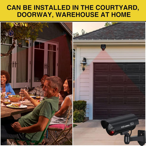 Macarrie 8 Pcs Realistic Dummy Security Camera, Plastic Fake Video Camera with Motion LED Light for Indoor/Outdoor