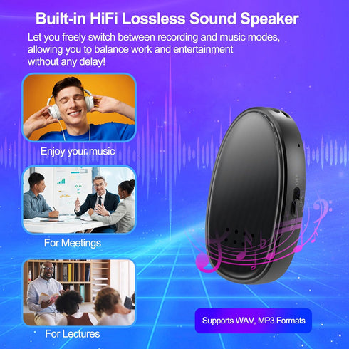 MDalong 128GB (9860 3072kbps MP3 Hours) Digital Voice Recorder- Recording Device with DSP Noise Reduction, Playback