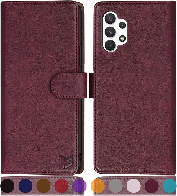 SUANPOT Samsung Galaxy A32 5G RFID Blocking Leather Wallet Case, Shockproof Cover for Women Men