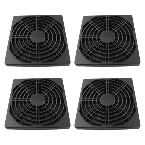 Adyoney 4 Pcs 120mm Black Square Plastic Cooling Fan Filter Cover, Dust Screen