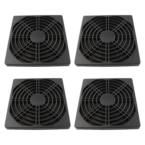 Adyoney 4 Pcs 120mm Black Square Plastic Cooling Fan Filter Cover, Dust Screen