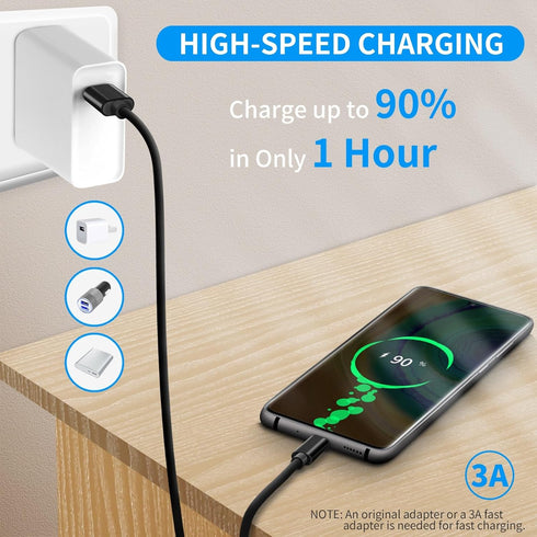 1FT USB C Cable, 10Gbps Data Transfer, Type C 3A Fast Charging Cable for iPhone 15, Galaxy S21/S20, Samsung T7,