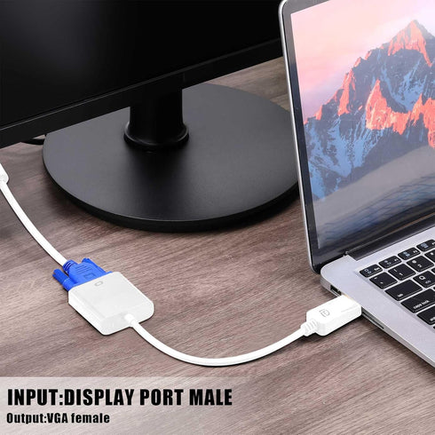 Yunsailing 10 Pack DisplayPort to VGA Adapters, Gold Plated, Compatible with Laptop, Monitor, PC, Projector (Black)