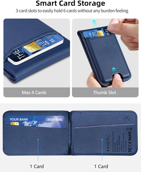 Magsafe Wallet for iPhone - Strongest Magnetic Wallet with Adjustable Stand, Works with Apple Find My, 6 Cards Holder,