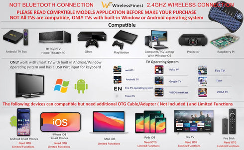 Wireless Mini Keyboard Remote Control Touchpad Mouse Combo Controller with RGB Backlit for Android TV Box Smart TV with OS+USB PC Computer Laptop Window OS HTPC Home Theater PC + USB 2.4GHz Dongle