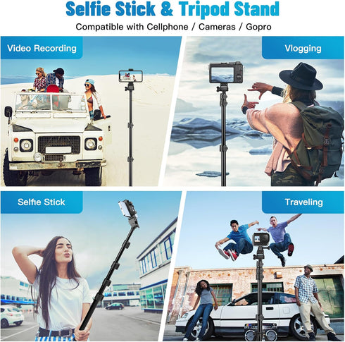 Phone Tripod, 70" Stand for Phone & Camera, with Remote and Holder, Compatible with iPhone & GoPro