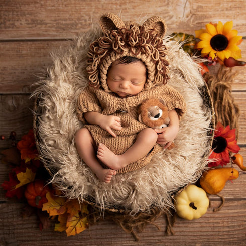 M&G House Newborn Photography Outfits, Baby Crochet Knitted Photoshoot Props, Animal Costume Set