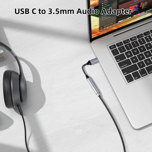 Welldiea USB-C to 3.5mm Headphone Jack Adapter, Compatible with iPhone 15 Series, Samsung Galaxy S22 and More