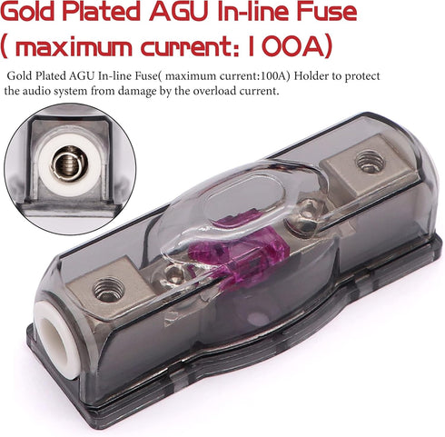 0 Gauge Audio Amplifier Installation Wiring Kit, 3000 Watt Amp Wiring Kit for Radio, Subwoofers, and Speakers