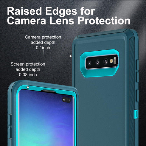Military Grade 3 in 1 Heavy Duty Case for Samsung Galaxy S10 Plus, with 2Pcs Self Healing Flexible TPU Screen Protector
