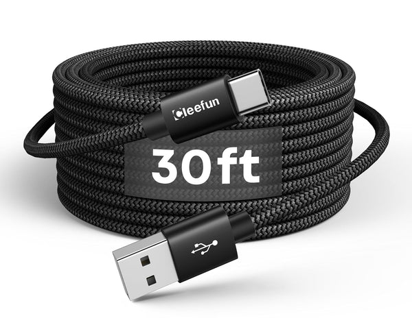 CLEEFUN Extra Long USB-C Charging Cable 30ft, USB to USBC - 30