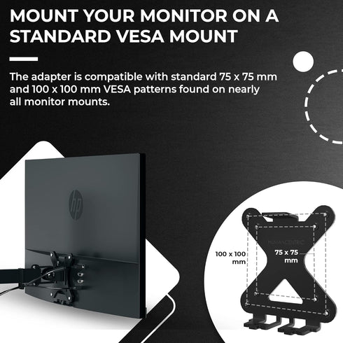 HumanCentric VESA Mount Adapter for HP Pavilion 27xw, 25xw, 24xw, 23xw, 22xw, 22cwa, 27cw, 25cw, 24cw, 23cw, 22cw