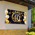 Blulu 40th Birthday Party Decoration, Extra Large Black Gold Fabric Sign Poster for Photo Booth Background