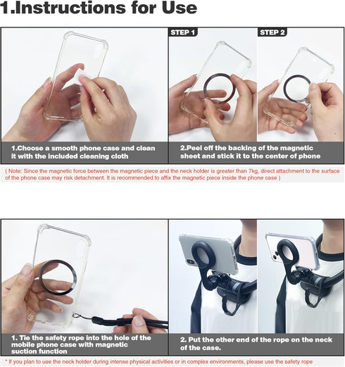 Magnetic Neck Phone Holder for Recording, 360° & 180° Rotation Tripod for iPhone 12-15 Series and Android Phones