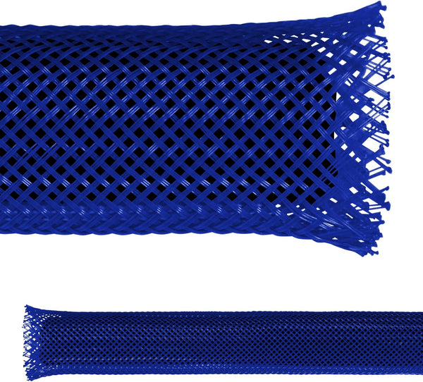 Electriduct 1/4" PET Expandable Braid Sleeving for Cable Protection, 25 Feet, Blue