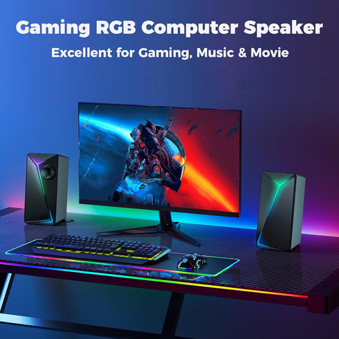 ROSON Computer Speakers, USB Powered 2.0 Gaming Speakers with Enhanced Bass and Volume Control for Laptop/Desktop