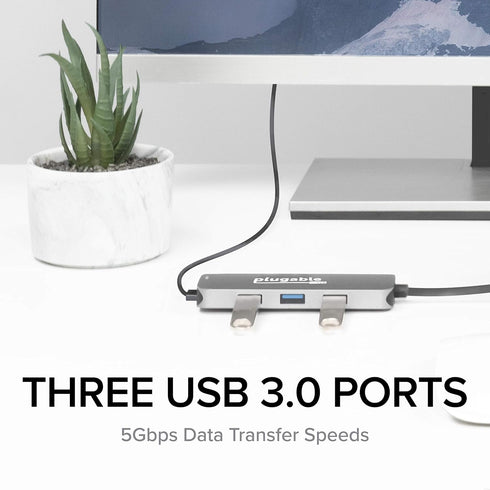 Plugable 7-in-1 USB-C Hub - Driverless, Compatible with Mac, Windows, Chromebook, USB4, Thunderbolt 4 (4K HDMI, 3 USB