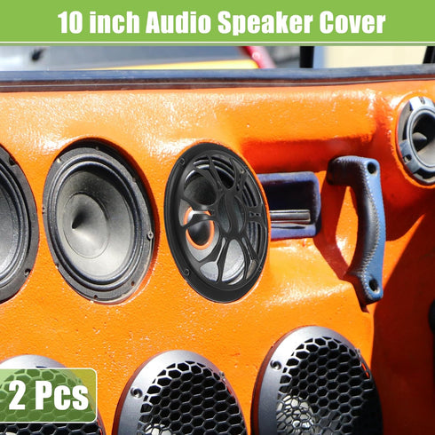 ACROPIX Universal 10" Car Speaker Grills Cover Round 10 Inch Audio Speaker Subwoofer Guard Protective Case with Mounting Screws ABS Black - Pack of 2