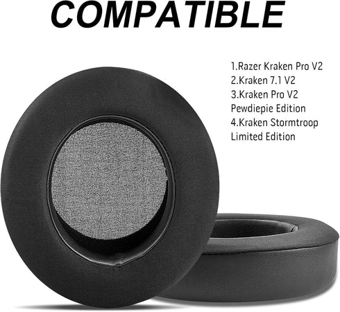 Kraken Replacement Ear Pads Cushions, Cooling-Gel Earpads for Razer Kraken Pro V2 Razer Kraken 7.1 V2 Headphone Ear Cups Earmuffs Made of Premium Mesh Fabric & Memory Foam